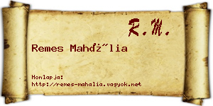 Remes Mahália névjegykártya